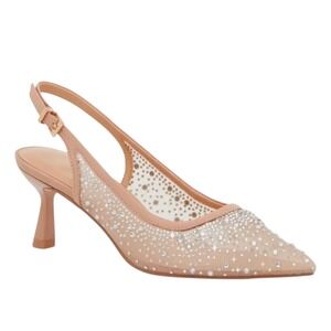 Chinese Laundry Pumps Nude Rhinestone Pointed Toe Slingback Heels Size 10 NWD